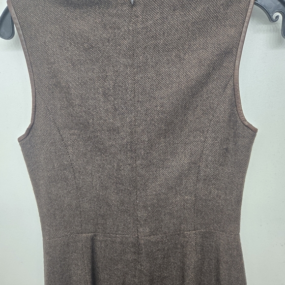 Elegant Ralph Lauren Wool Cashmere Brown Sleeveless Midi Dress w. Leather Sz. 4 - Picture 9 of 14